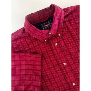 Wrangler Hero Mens XL Red Plaid Short Sleeve Wrinkle Resistant Button Down